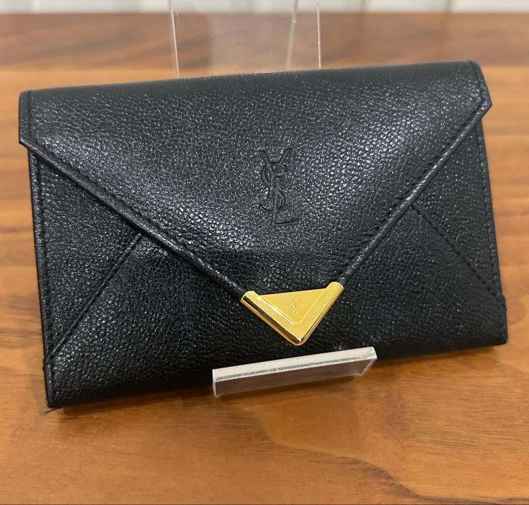 希少 本革 ヴィンテージYSLイヴサンローランケース 黒 匿名