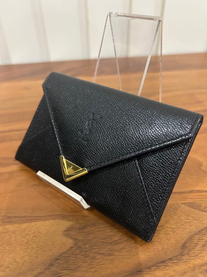 希少 本革 ヴィンテージYSLイヴサンローランケース 黒 匿名