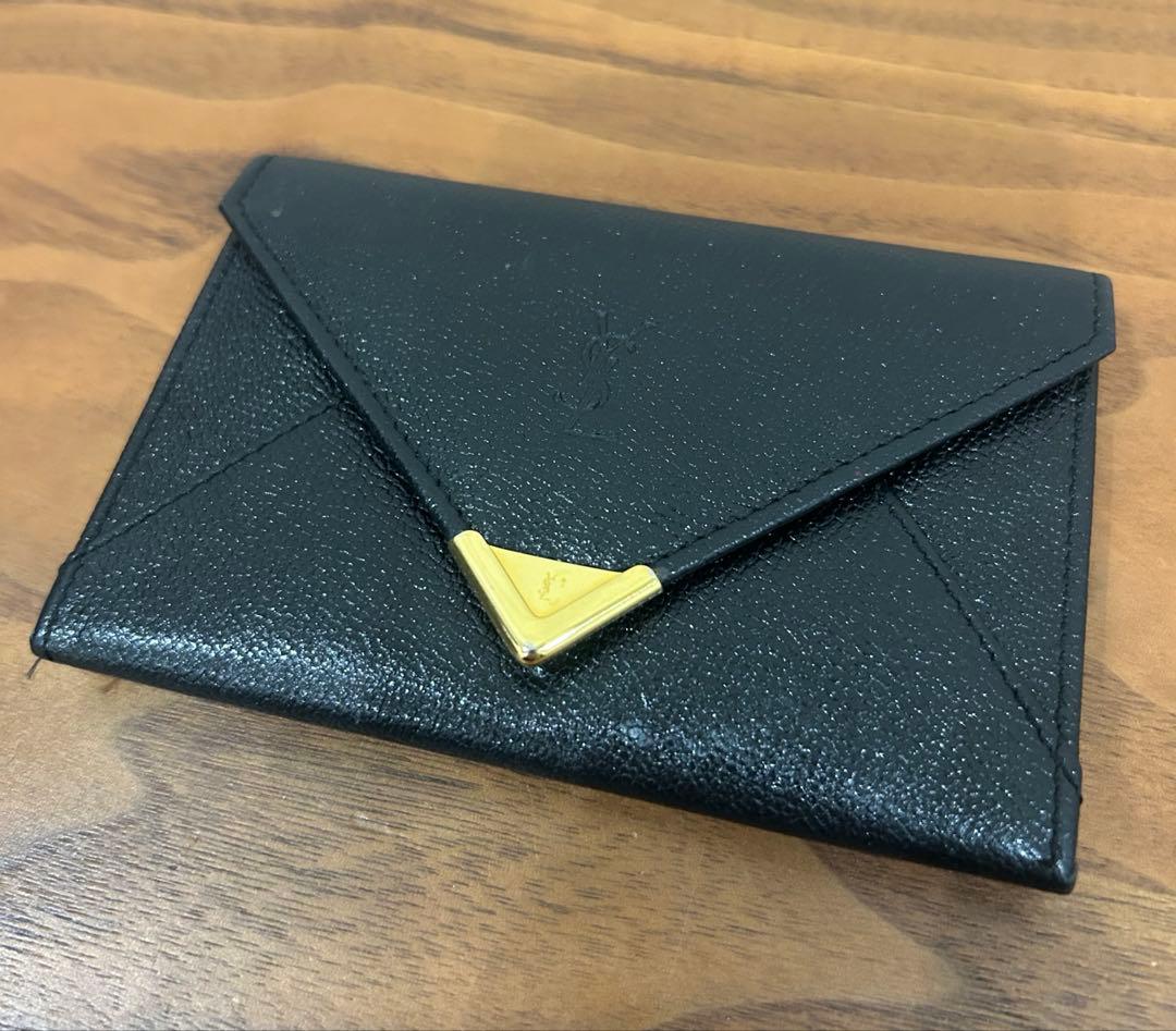 希少 本革 ヴィンテージYSLイヴサンローランケース 黒 匿名