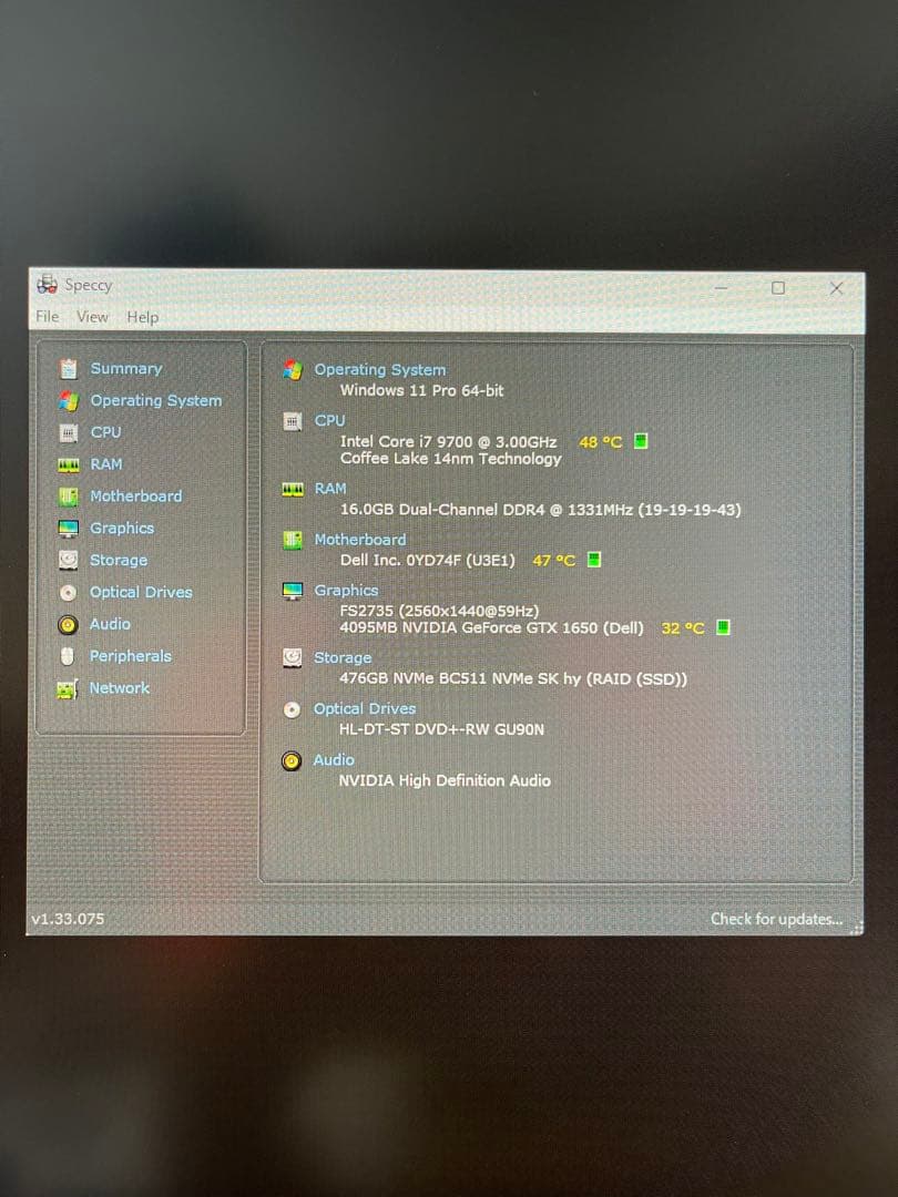 Windowsデスクトップ DELL Vostro3671 i7-9700 gtx1650