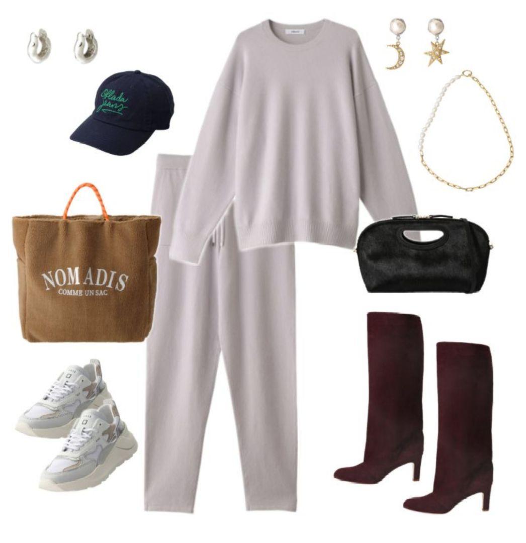 エブール　ebure　2022　ハイゲージカシミア ドロストニットパンツ