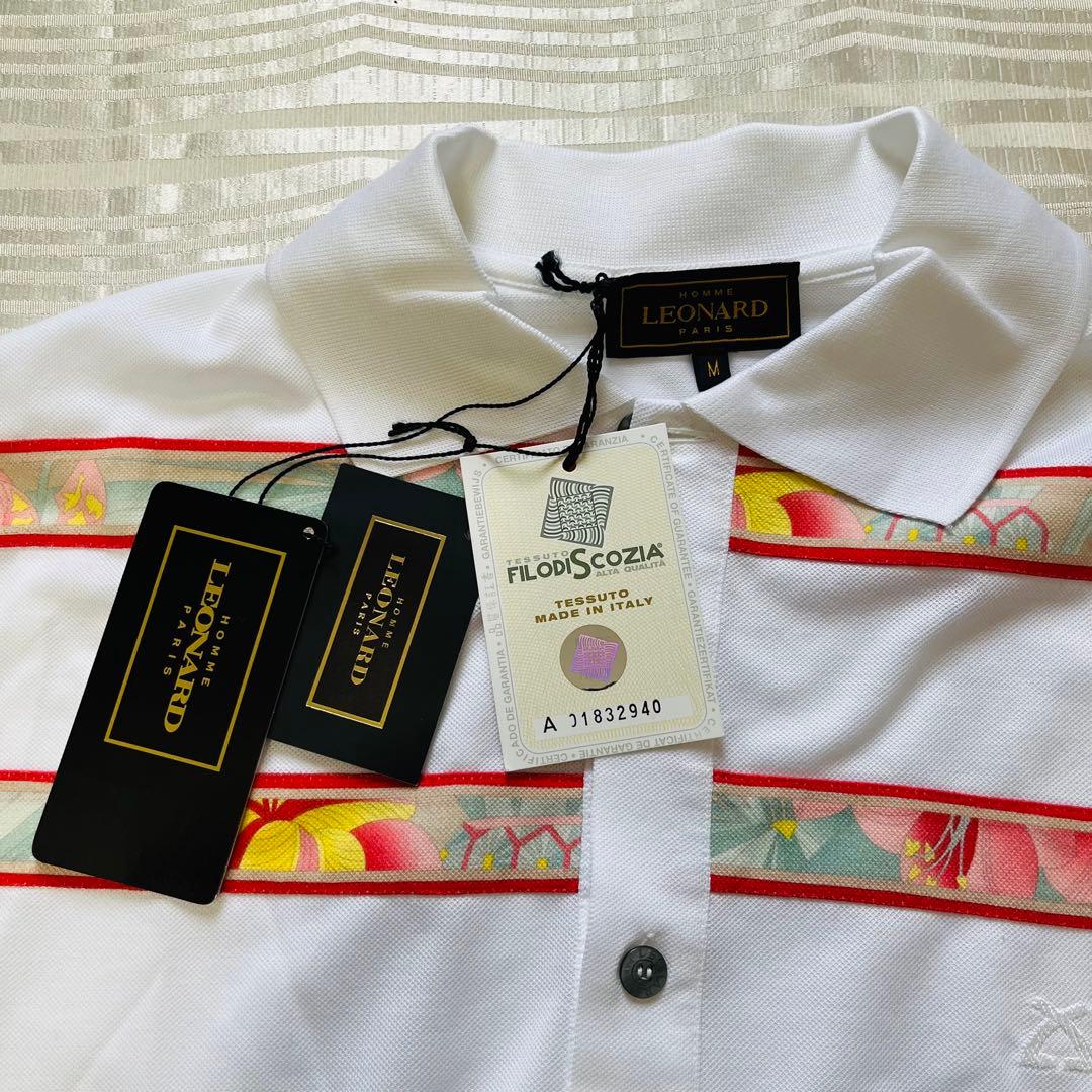 【新品•タグ付】LEONARD レオナール　長袖ポロシャツ M イタリア製