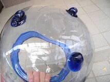 神*啓様 レトロ硝子☆足付ガラス鉢　金魚鉢　横31cm　昭和