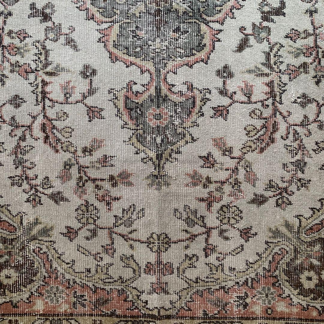 トルコヴィンテージラグ　超大判　272×158 ペールピンク　モスグレーグリーン