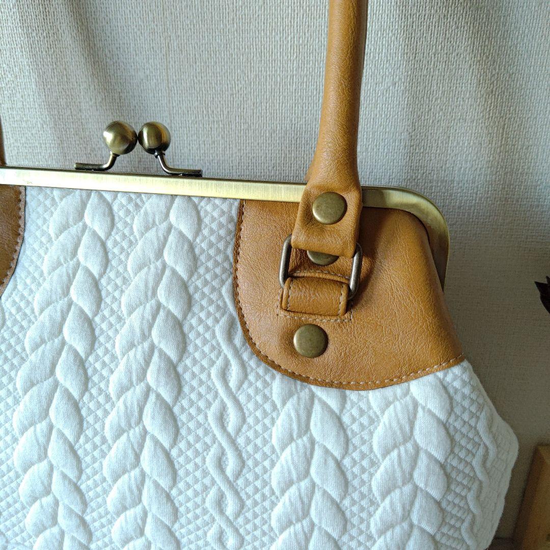 【runa 様】ハンドバッグ　アランニット　レザー　ハンドメイド