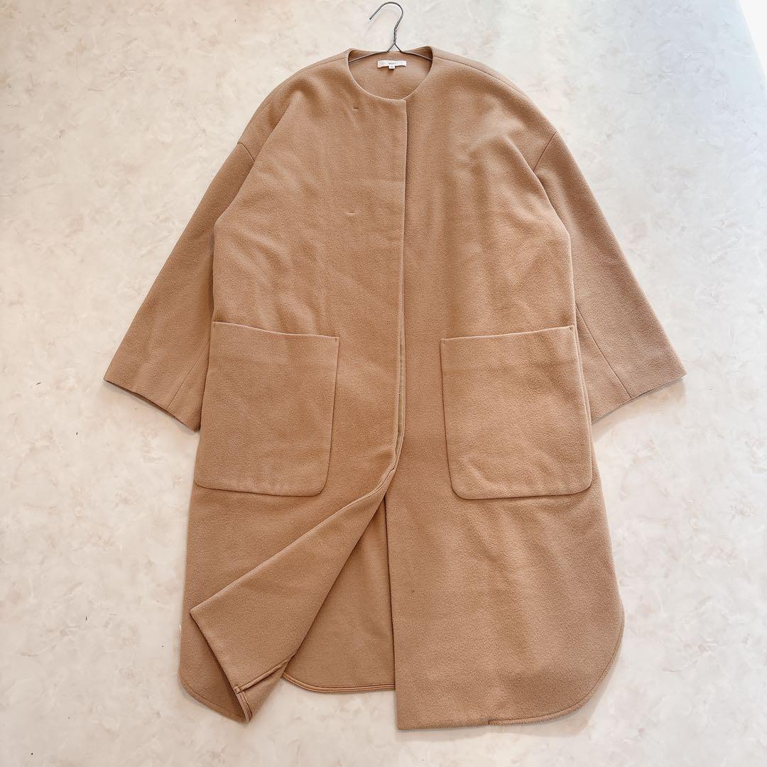 週末セール　yori ウールコート　ベージュ　オーバーサイズ　M