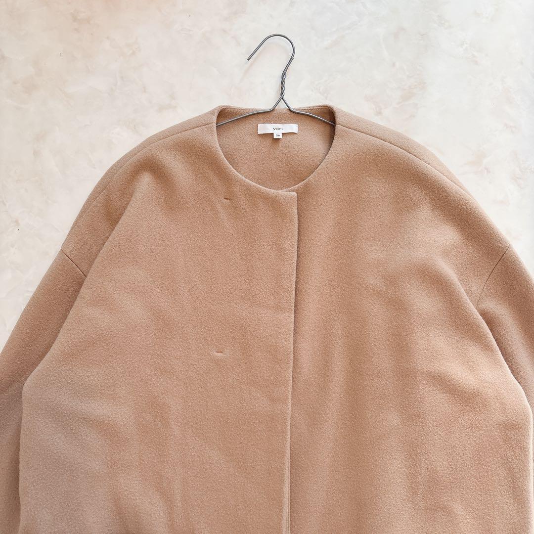 週末セール　yori ウールコート　ベージュ　オーバーサイズ　M