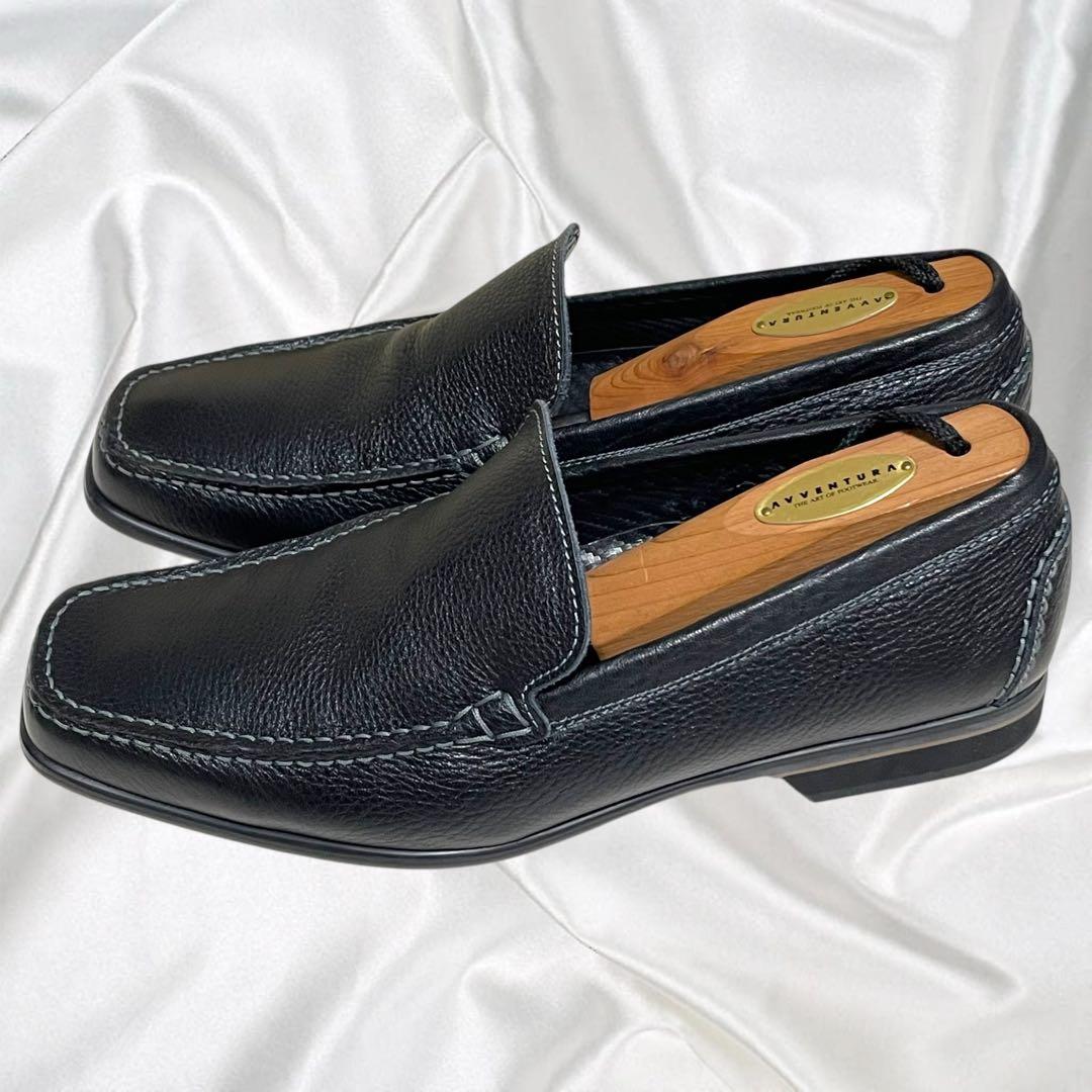 【NEGRONI】美品ネグローニ シボ革 スリッポン ドレスシューズ ローファー