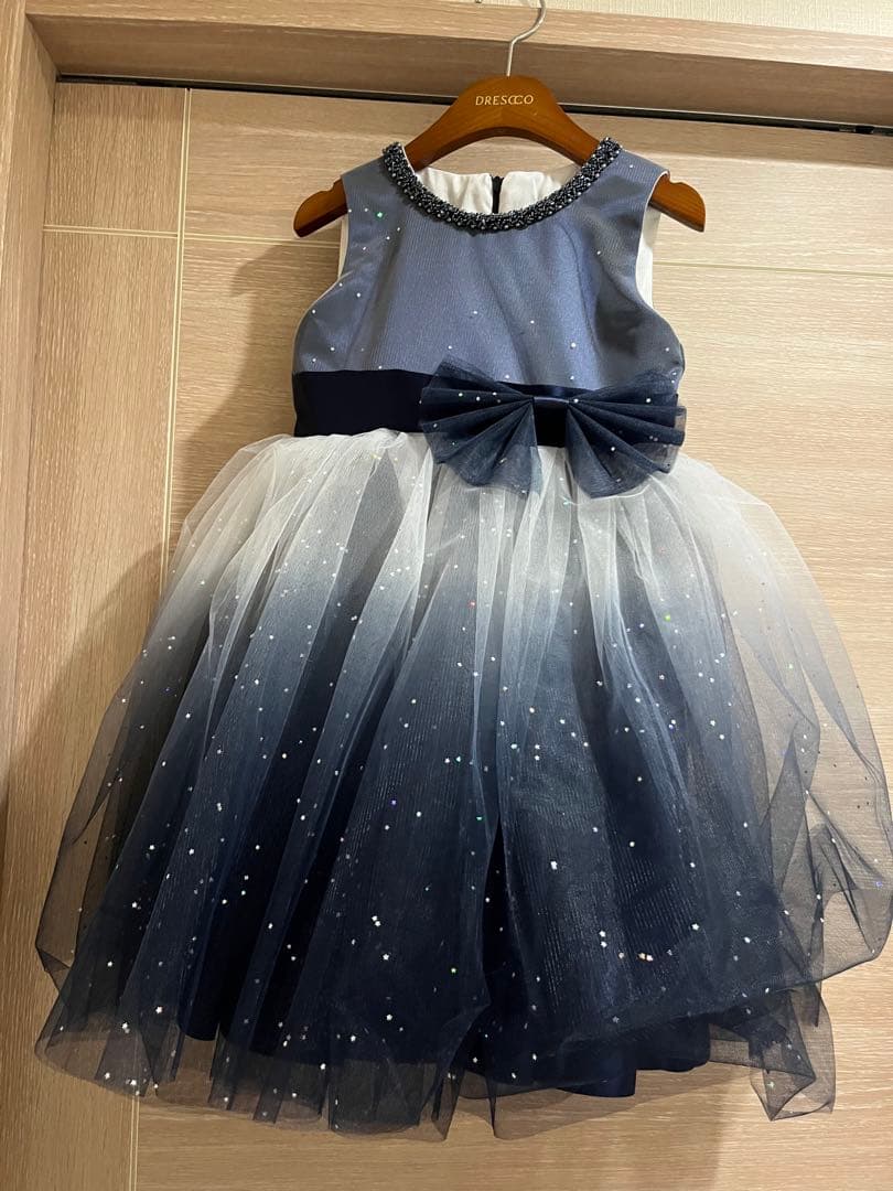 グレイネイビーシルバースタードレス　120サイズ　ドレスコ　drescco
