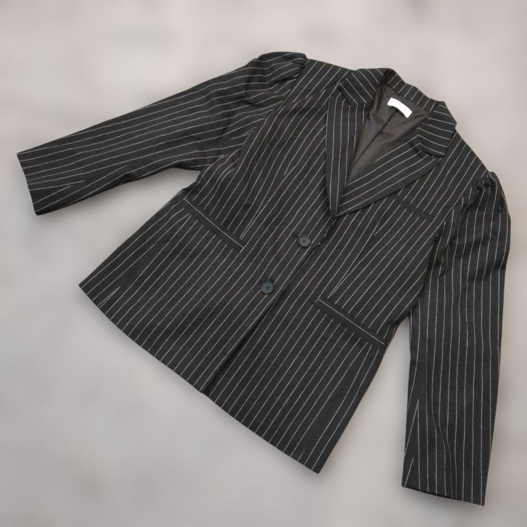 ★b2564 LAGUA GEM【F】テーラードジャケット ブラック/ストライプ