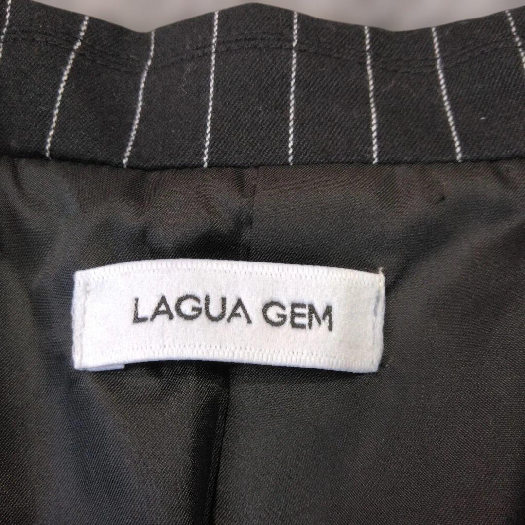 ★b2564 LAGUA GEM【F】テーラードジャケット ブラック/ストライプ