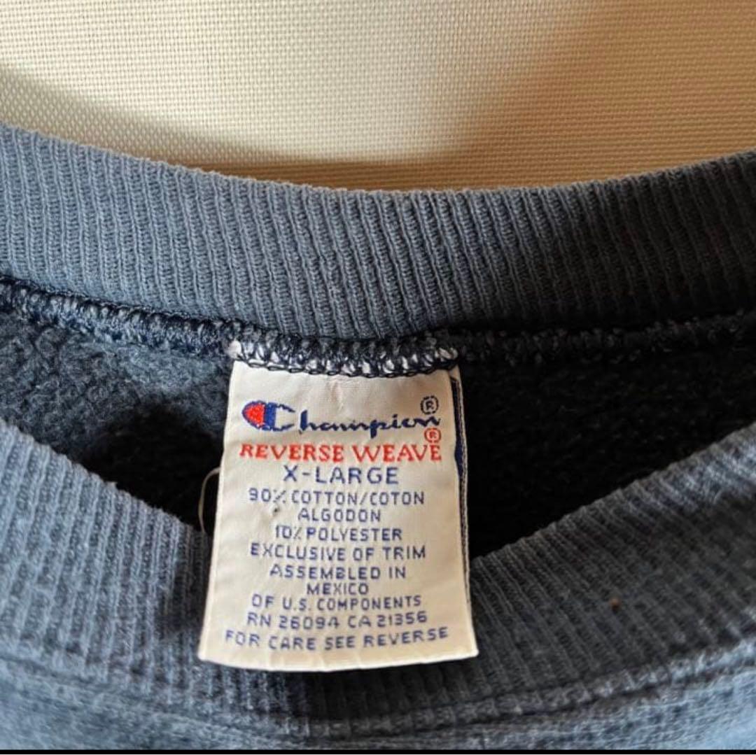 90s 目無し XL 紺色 無地 チャンピオン リバースウィーブ スウェット