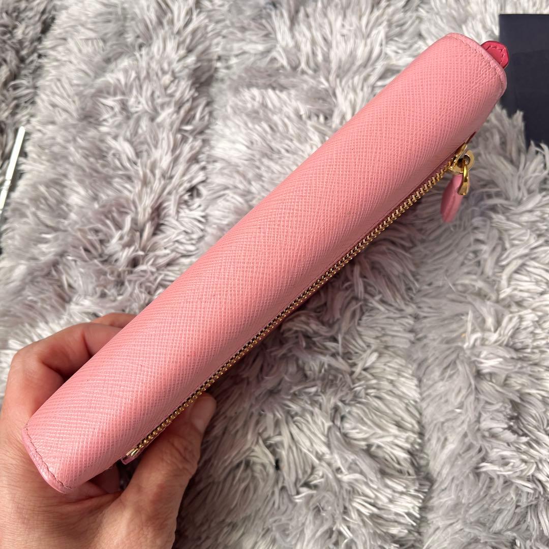 美品✨PRADA サフィアーノ　リボン　メタルロゴ　カードケース付　長財布