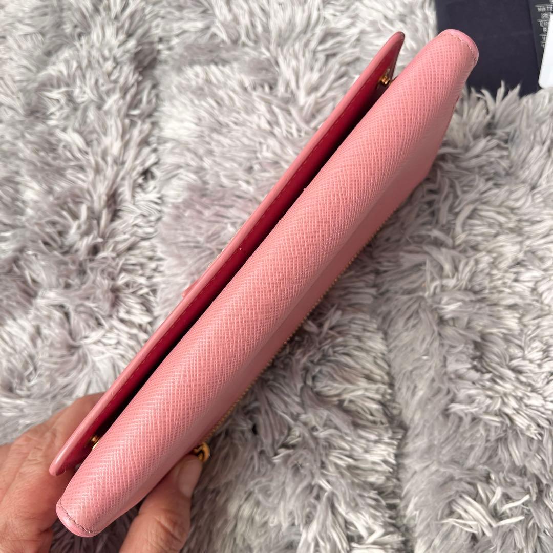 美品✨PRADA サフィアーノ　リボン　メタルロゴ　カードケース付　長財布