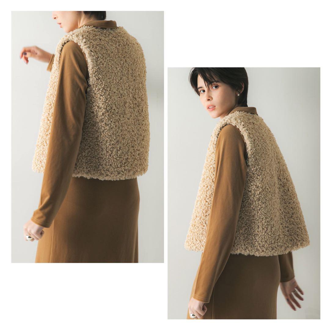 25AW現行 アーバンリサーチ ECOPEL カーリーファーベスト アイボリー