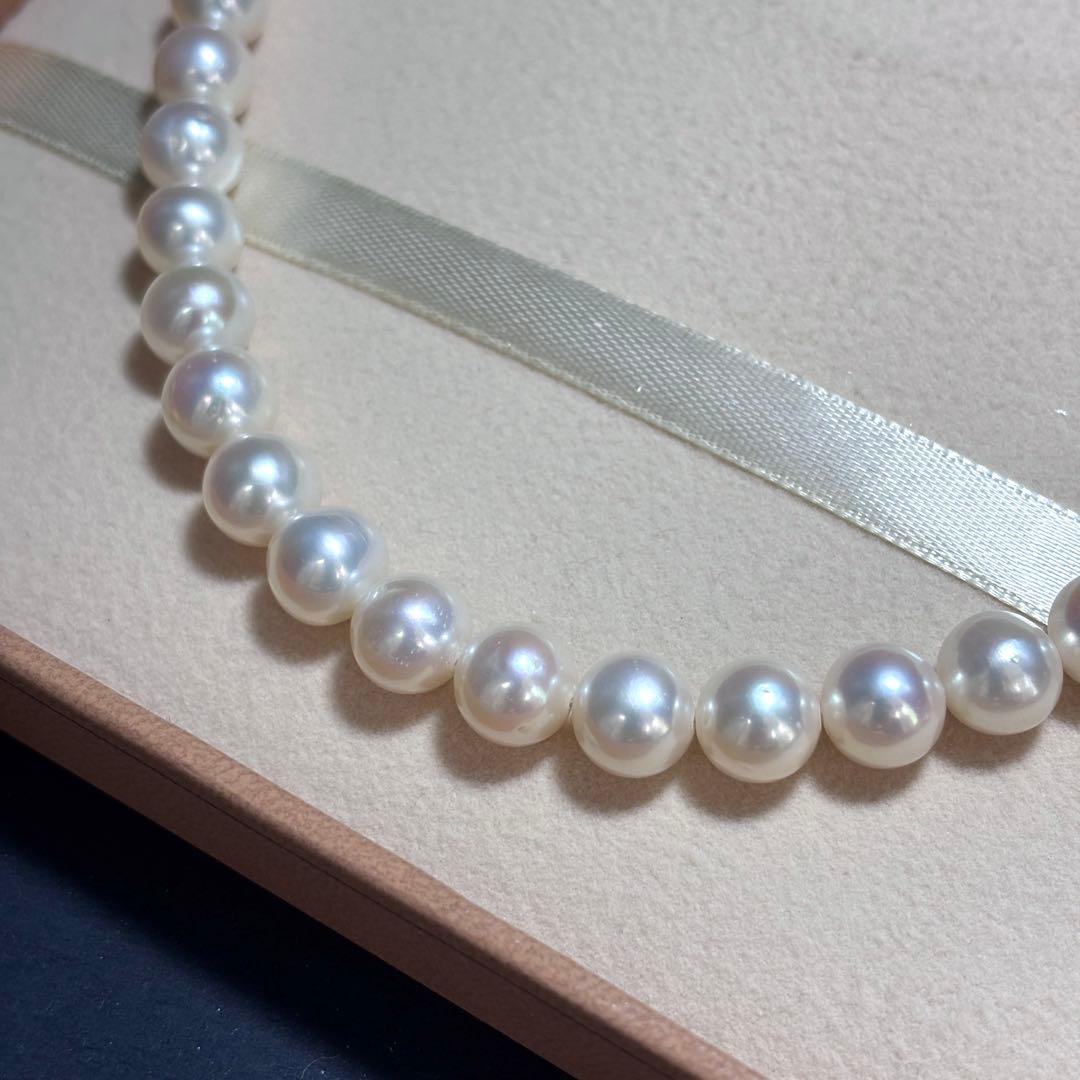 大珠✨テリ強 パール　ネックレス　ホワイト　イヤリング 8.5-9.5 本真珠