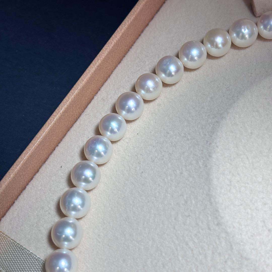 大珠✨テリ強 パール　ネックレス　ホワイト　イヤリング 8.5-9.5 本真珠