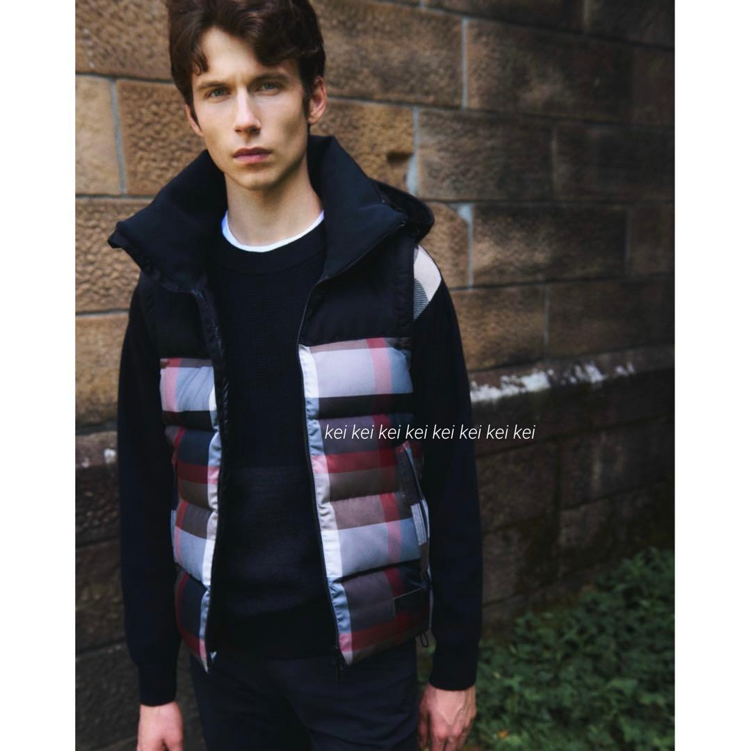 【新品】ブラックレーベル　クレストブリッジチェックコンビダウンベスト サイズLL