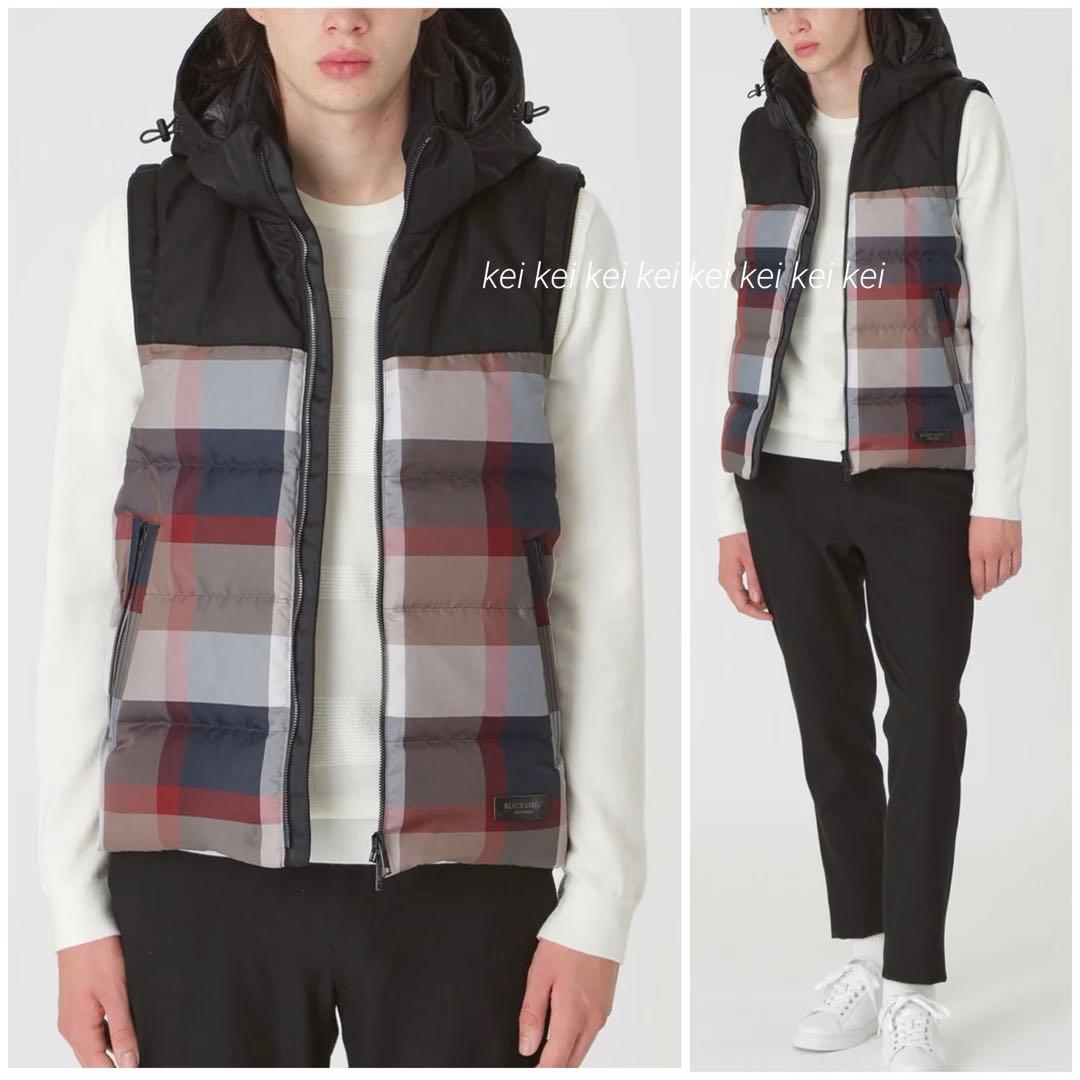 【新品】ブラックレーベル　クレストブリッジチェックコンビダウンベスト サイズLL