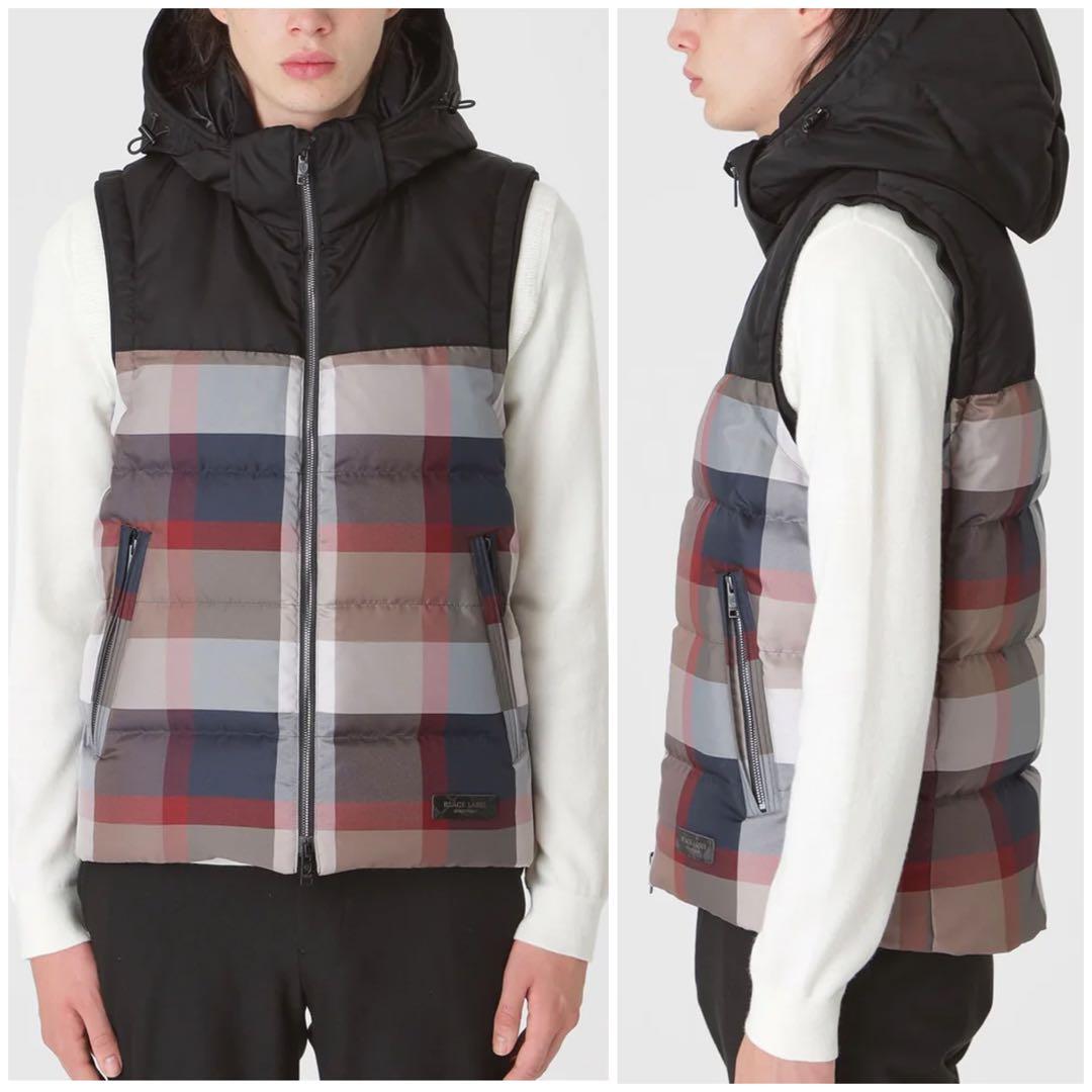 【新品】ブラックレーベル　クレストブリッジチェックコンビダウンベスト サイズLL