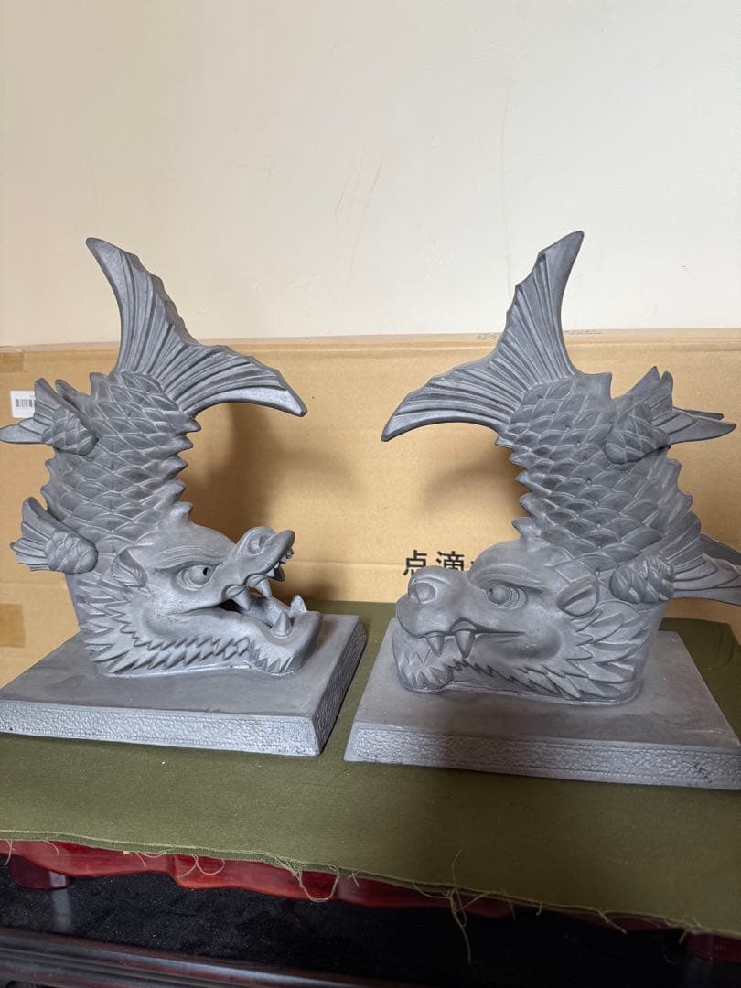 鯱鉾　シャチホコ　陶器　焼物　アンティーク　魔除け　縁起物　瓦