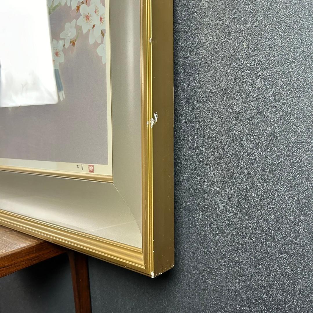 上村松篁「桃花」シルクスクリーン 白寿記念作品 直筆サイン・落款入 証明シール有