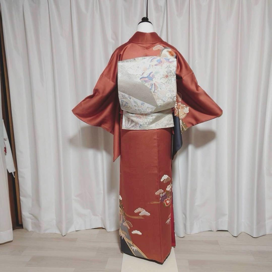 イ9989 未使用近い　美品　袷　正絹　友禅　訪問着　フルセット