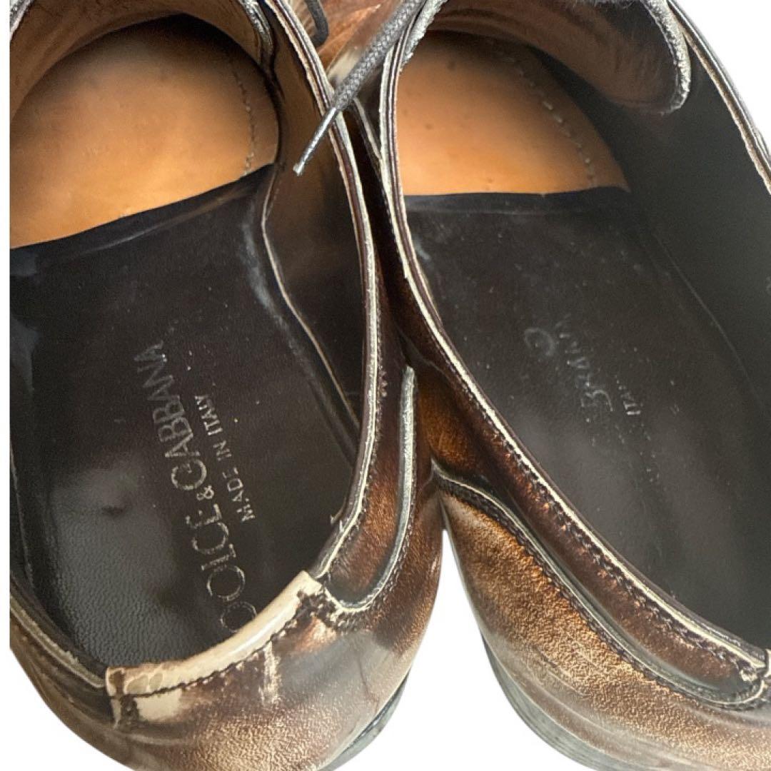 美品 DOLCE&GABBANA ドルチェ&ガッバーナ レザーシューズ 8 茶