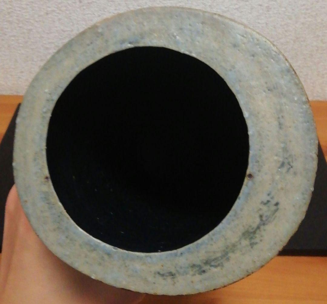 市野雅利作　丹波焼　白　花入　共箱　共布　花瓶