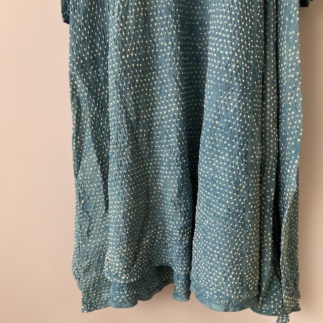 【希少・超美品 】45R カディ総手絞りワンピース　綿100% sizeM