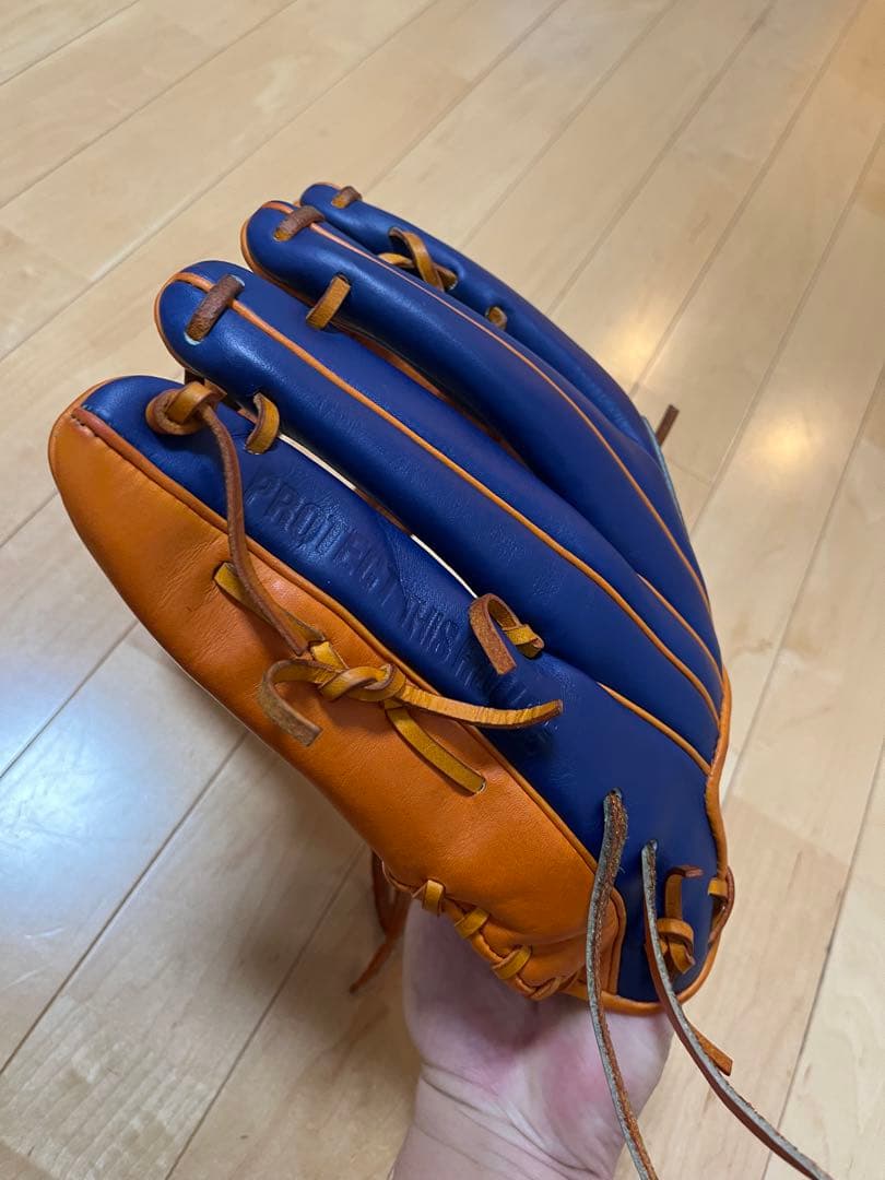 アンダーアーマ　軟式　グローブ 青　オレンジ　オーダー　中古　オールラウンド