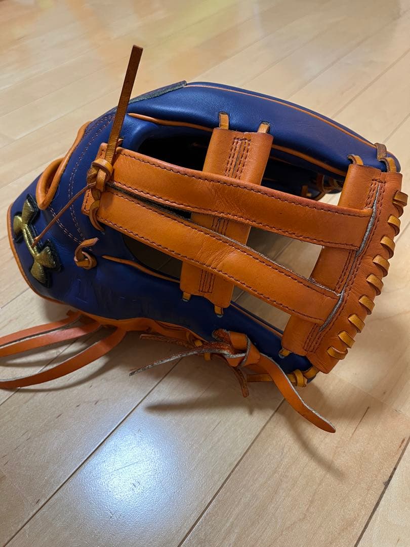 アンダーアーマ　軟式　グローブ 青　オレンジ　オーダー　中古　オールラウンド