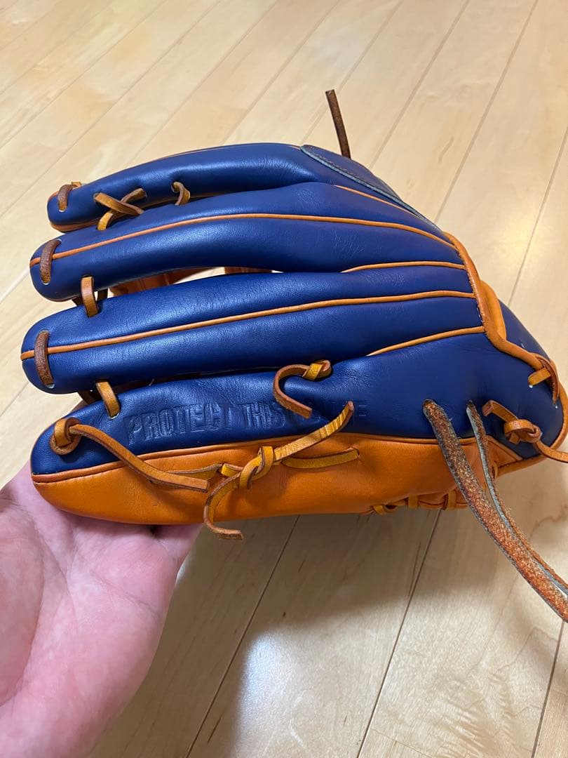 アンダーアーマ　軟式　グローブ 青　オレンジ　オーダー　中古　オールラウンド