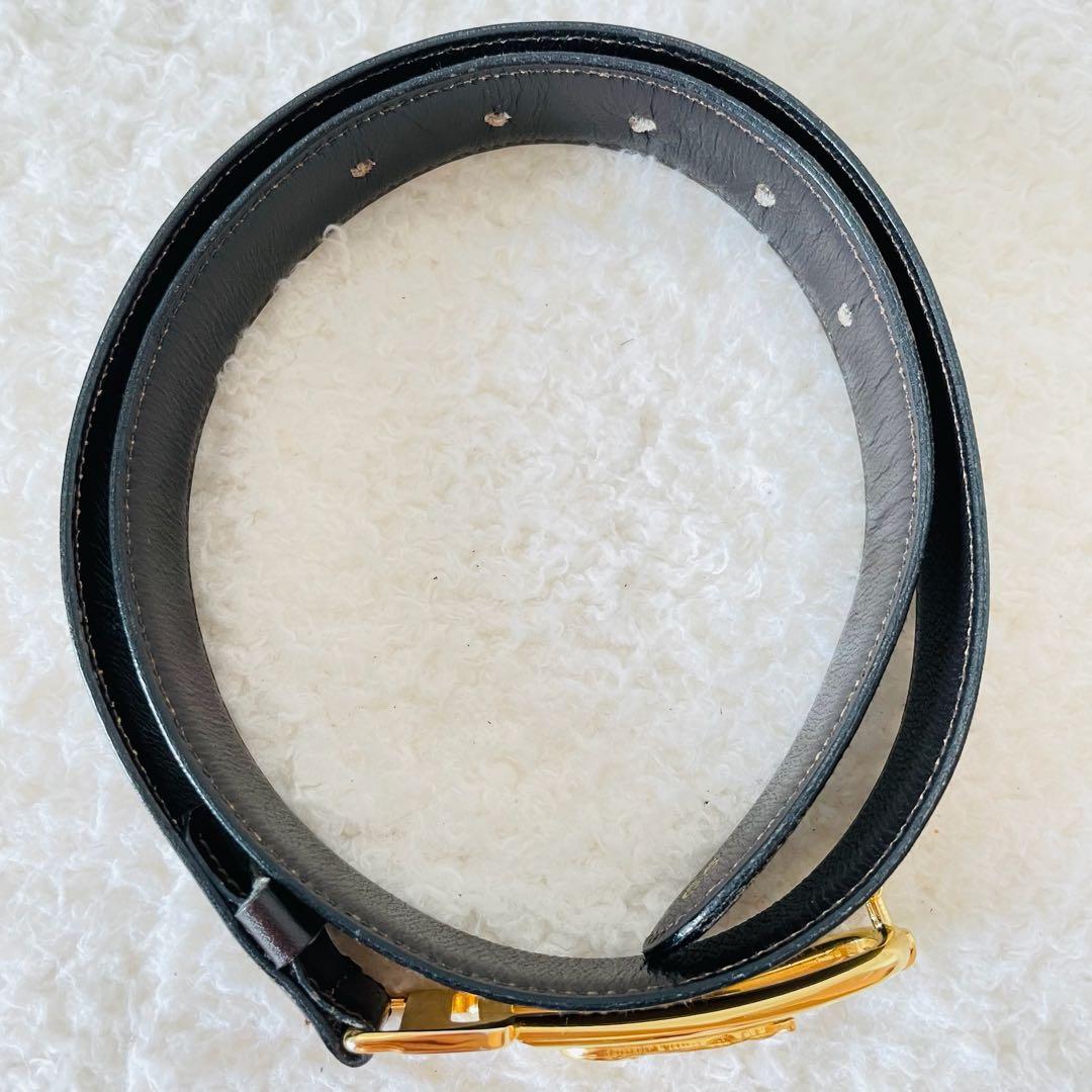 CELINE ベルト 65 こげ茶 ゴールド レディース レザーベルト 馬車金具