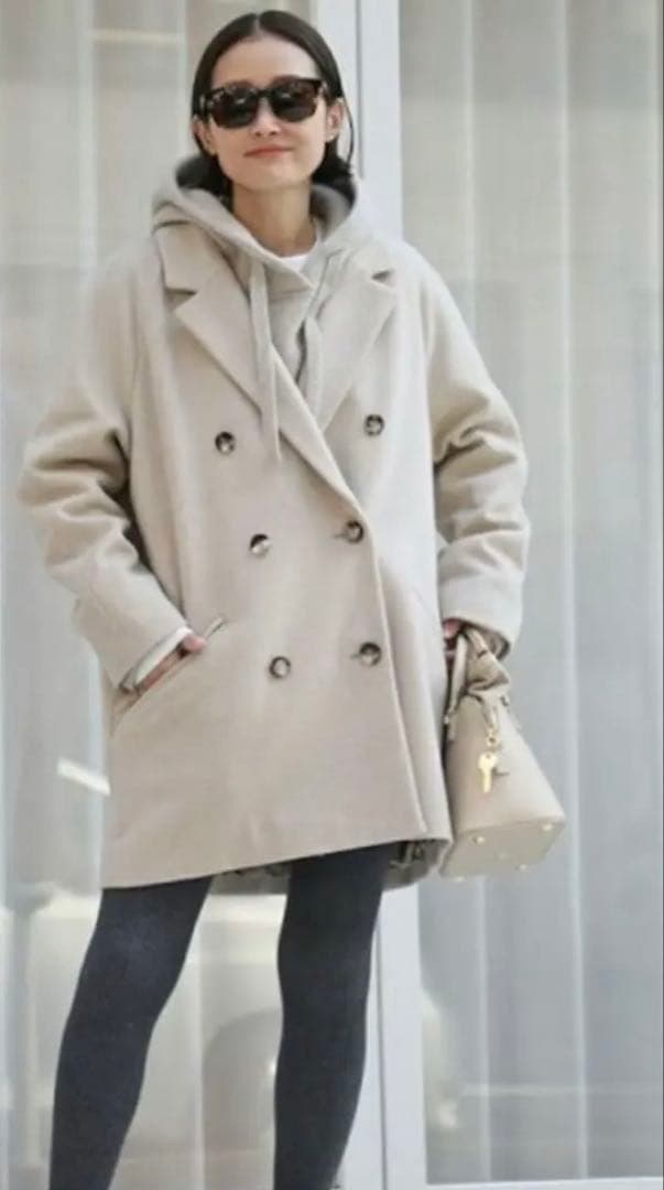 everyday I likeベージュ ダブルブレスト コート