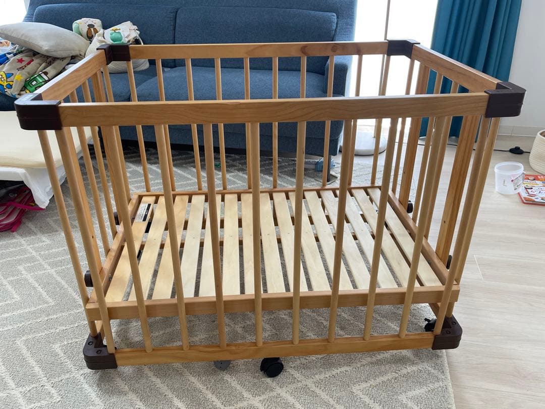 färska 木製オープンタイプベビーベッド