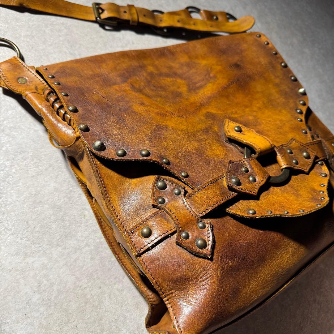 バッグ OLD leather shoulder bag studs grunge