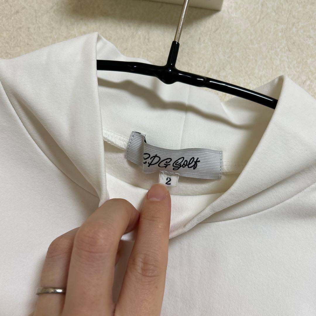 CPG GOLF リブロゴモックネック シャツ ホワイト