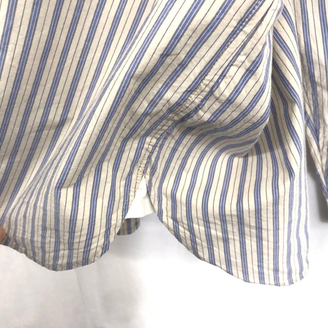 nest Robe : コットンストライププルオンシャツ●F●グレー×ブルー