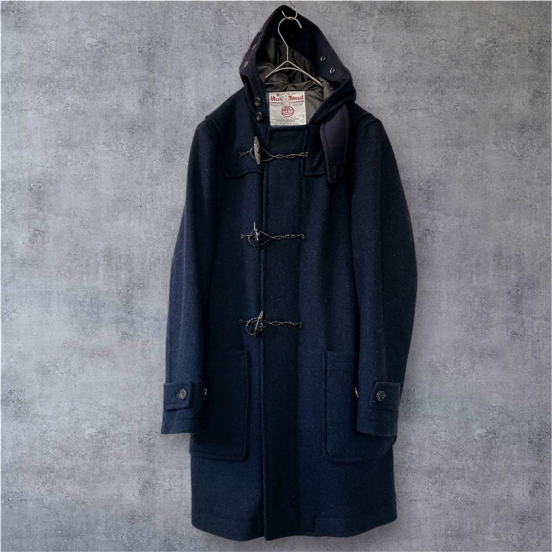 【美品】BEAMS ハリスツイード ウインドストッパー 高機能ダッフルコートS