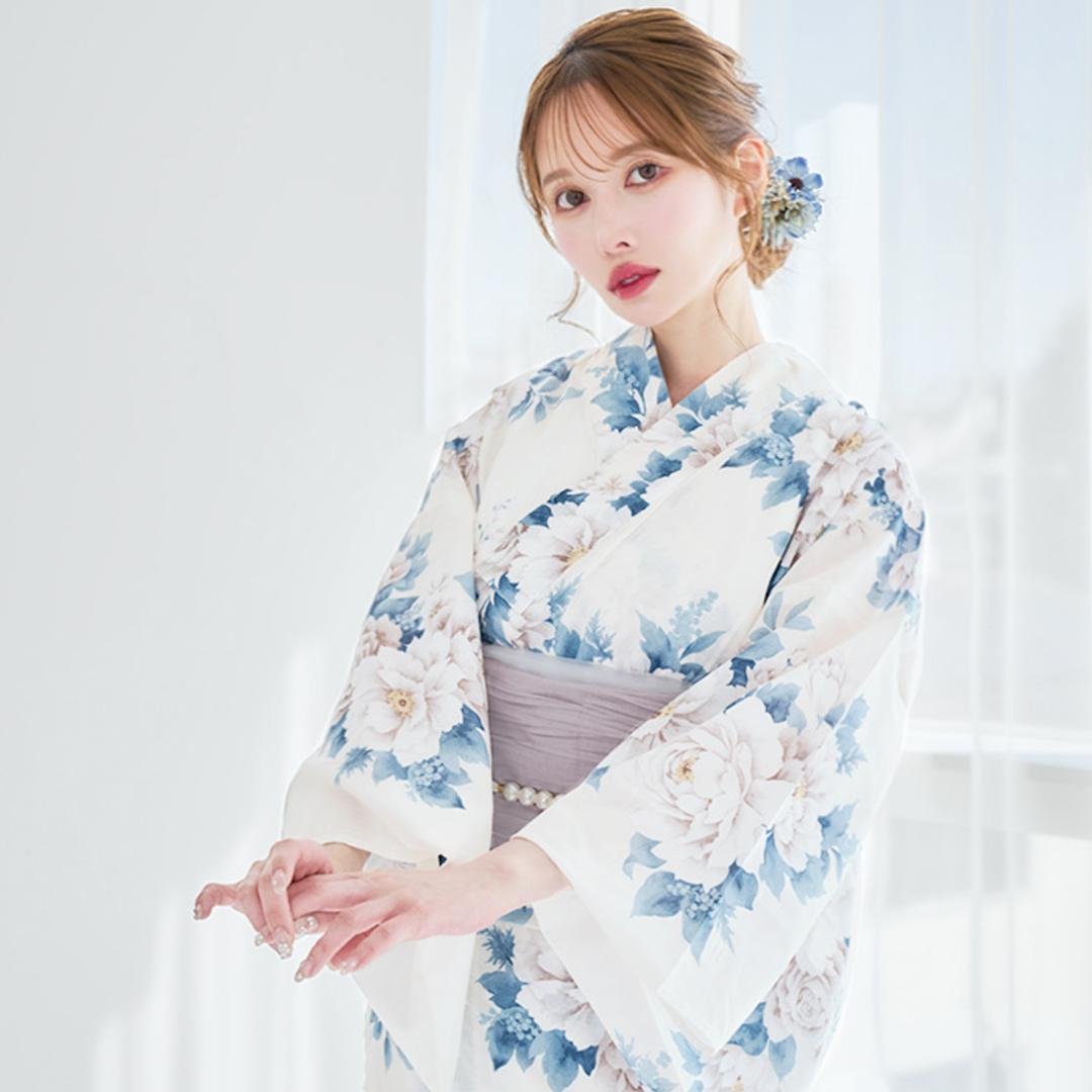新品 浴衣 セット 浴衣セット ゆかた レディース 大人 水色 白 Y5-3