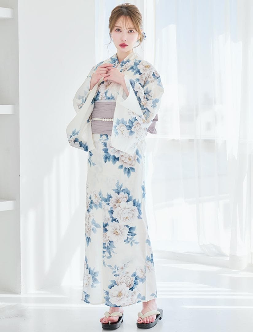 新品 浴衣 セット 浴衣セット ゆかた レディース 大人 水色 白 Y5-3