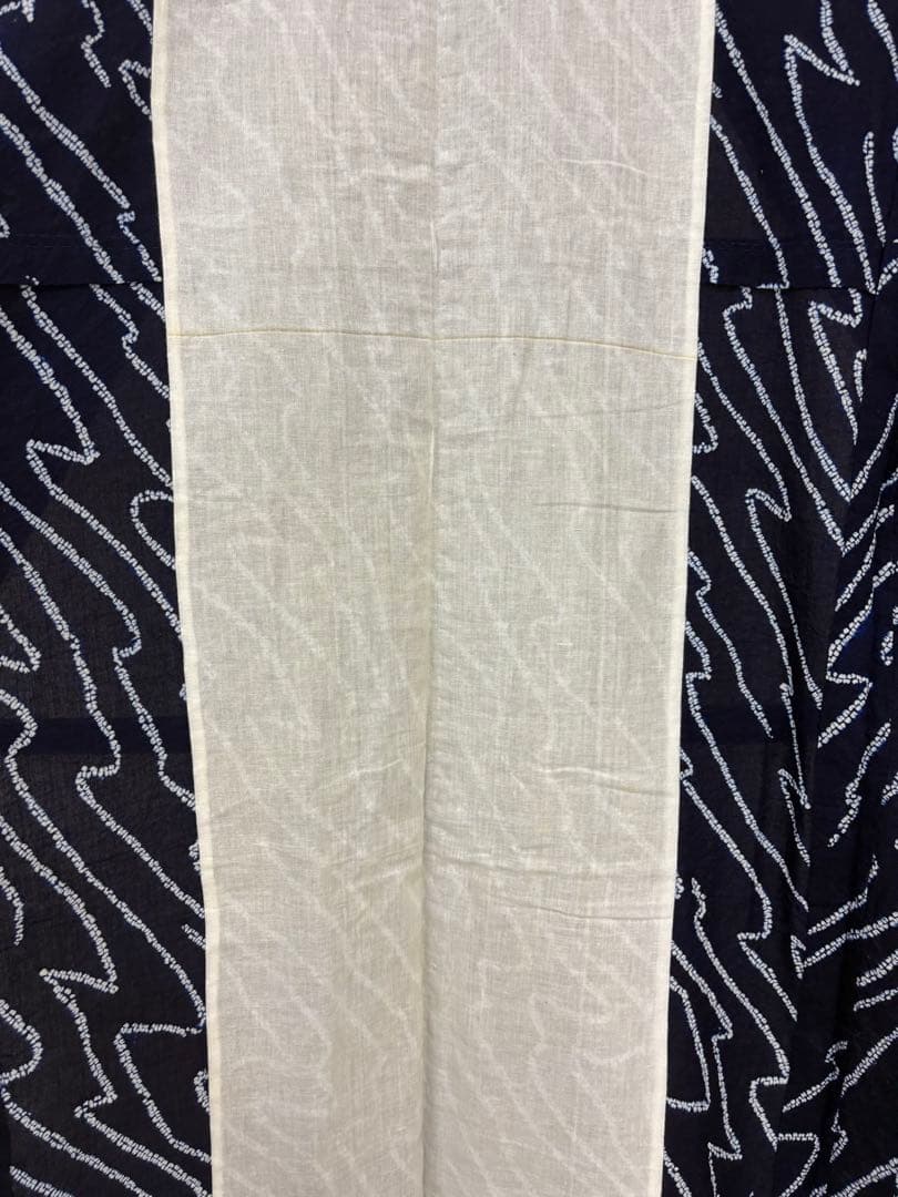 浴衣 絞り 藍色 流水 居敷当て有り