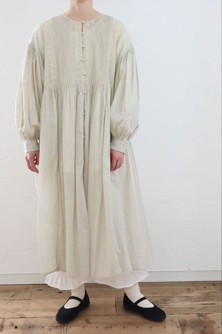 pot and tea インドアンティークレース前開きワンピース 羽織り