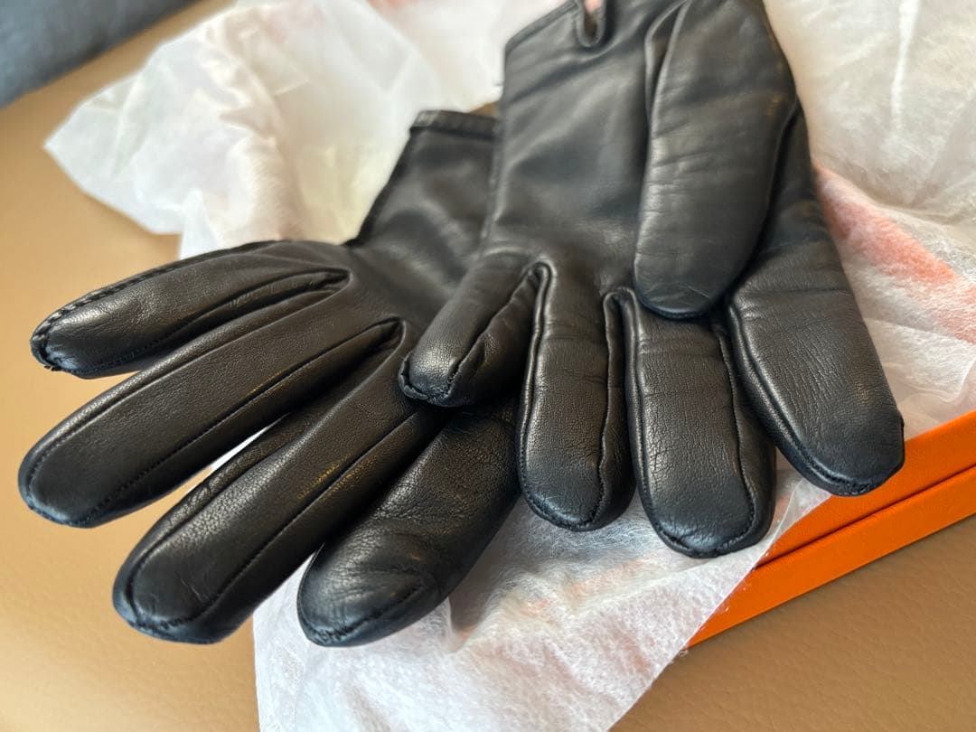HERMES エルメス　手袋　グローブ　レザー　カシミア 71/2