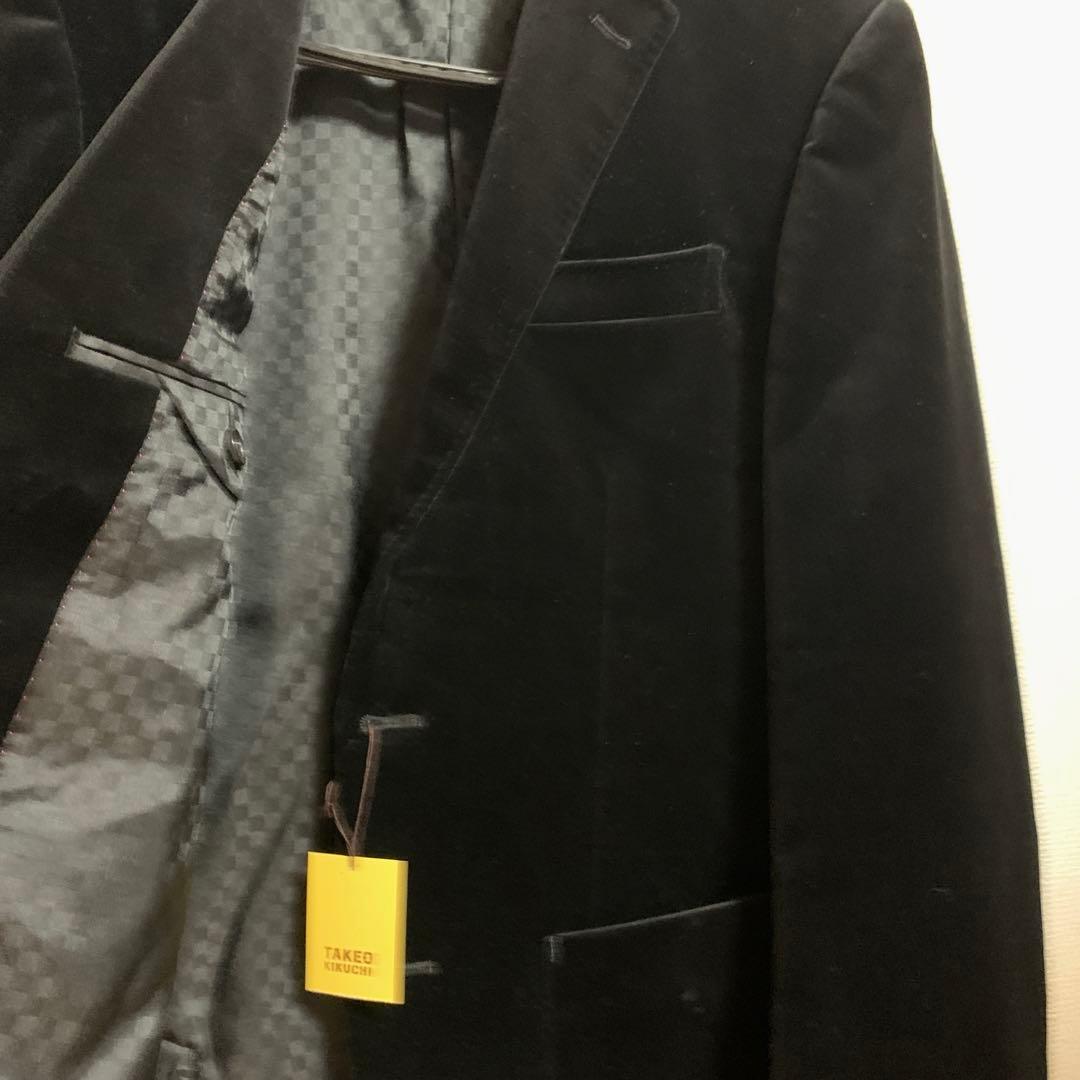黒ジャケット　テーラード　ベロア調　タケオキクチ TAKEO KIKUCHI