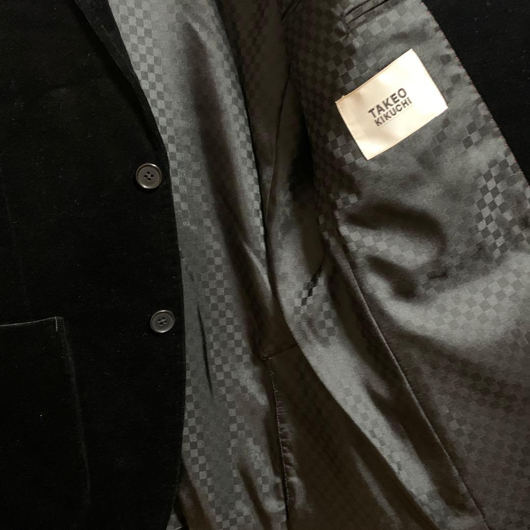 黒ジャケット　テーラード　ベロア調　タケオキクチ TAKEO KIKUCHI