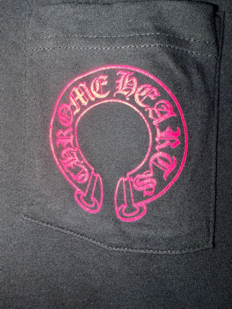 即完売品☆CHROME HEARTS ブラック× ネオンピンク ロンT Sサイズ