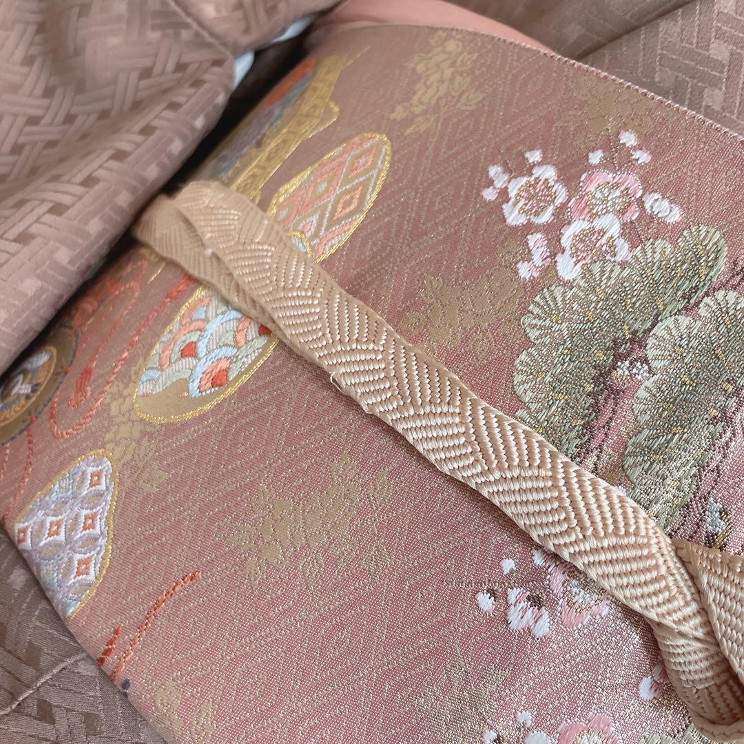 訪問着　フルセット　花　観世水　鹿の子絞り　相良刺繍　手刺繍　着物　L2