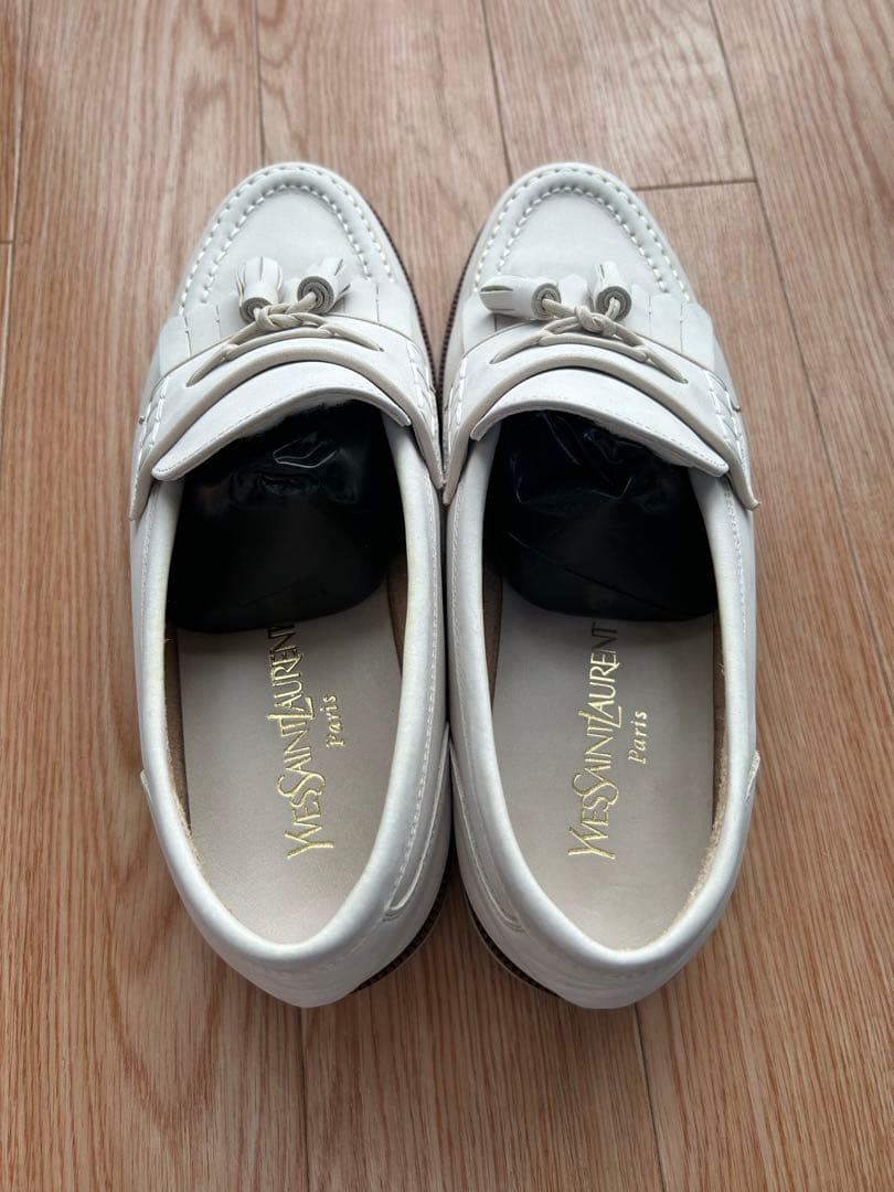 Yves Saint Laurent ローファー ホワイト 26.0 EEE